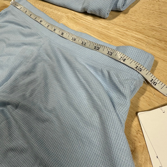 Athleta Wind Down Sleep Shorts Waffle Knit Light Blue Women's Size Medium NWT - Picture 9 of 10